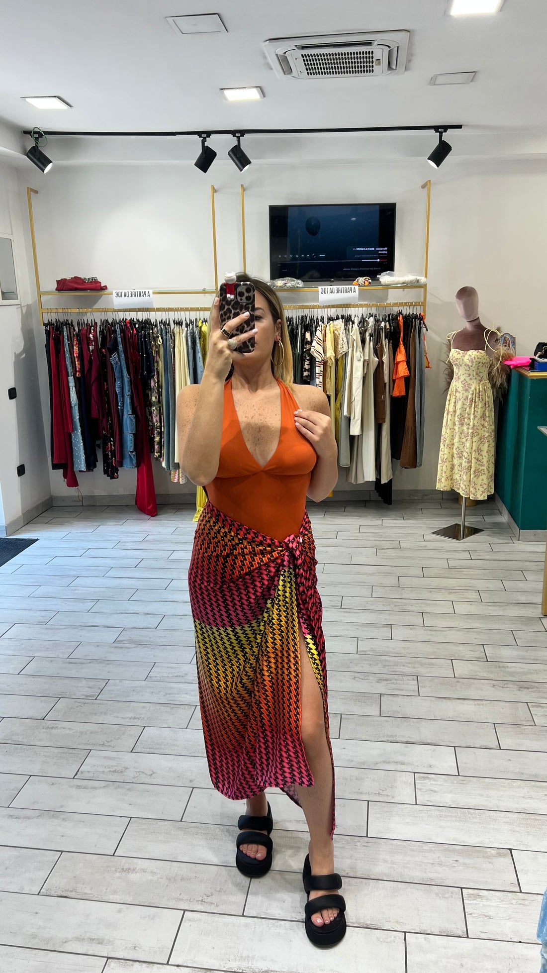 Gonna Pareo Arancio/Fucsia