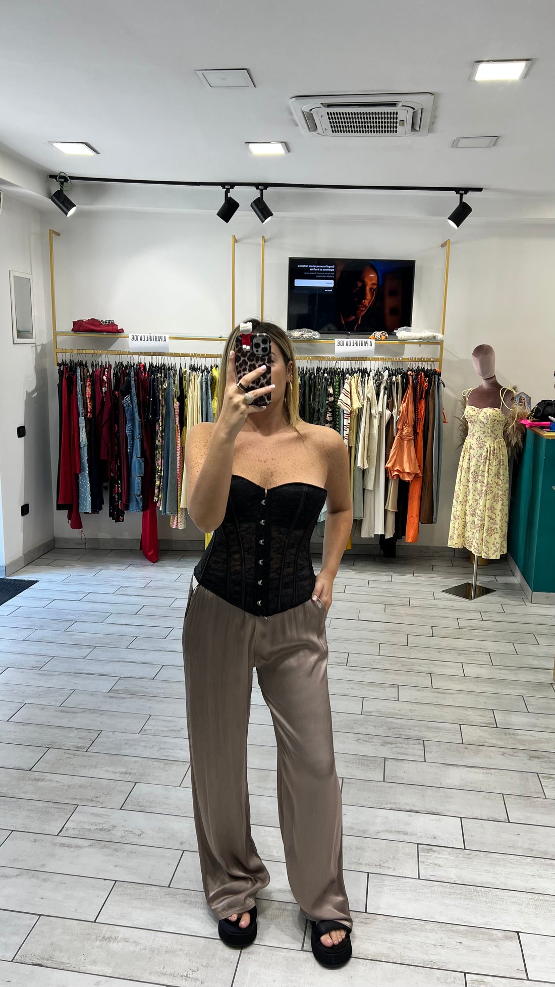 Pantalone Satin Grigio Perla