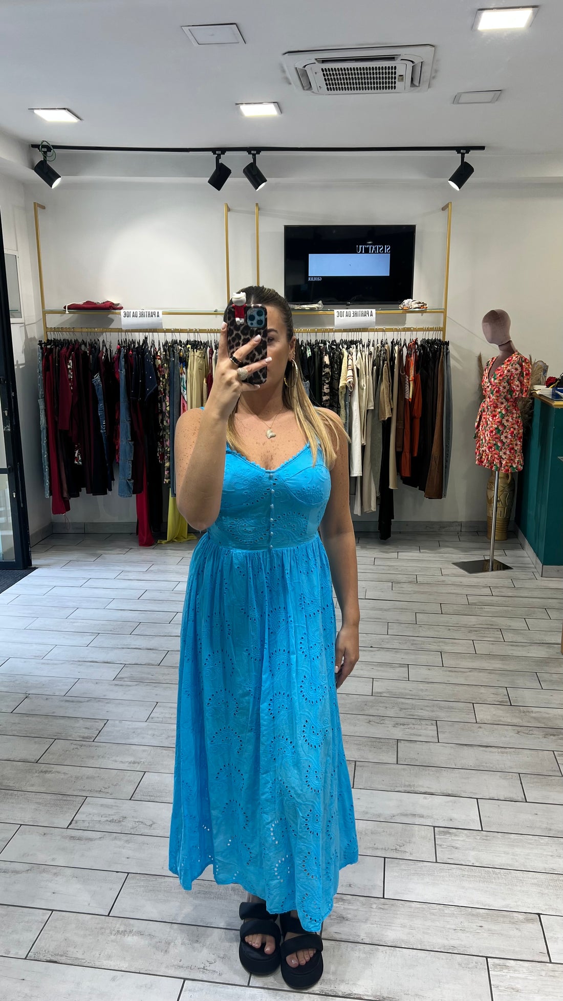 Dress Vientha Turchese in pizzo San Gallo