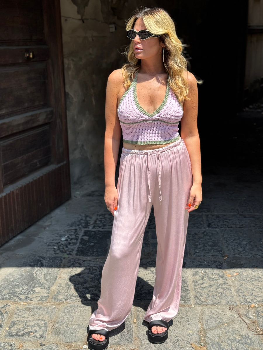 Pantalone Satin Rosa