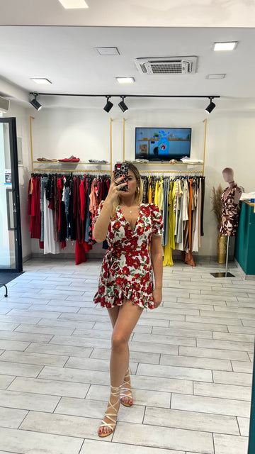 Dress a incrocio Rosso e Bianco