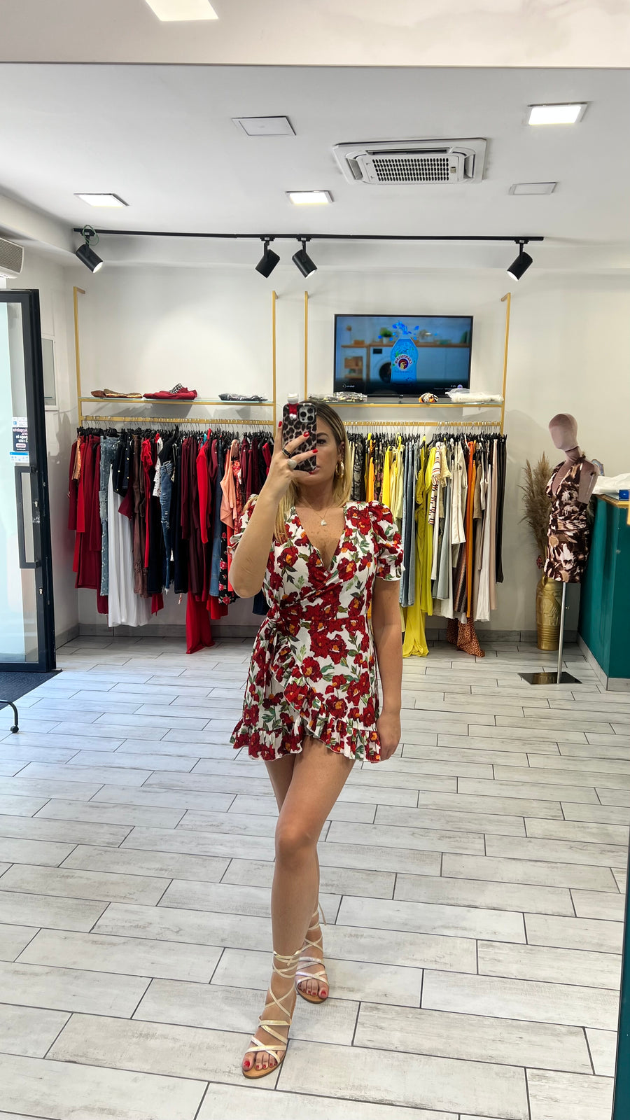 Dress a incrocio Rosso e Bianco