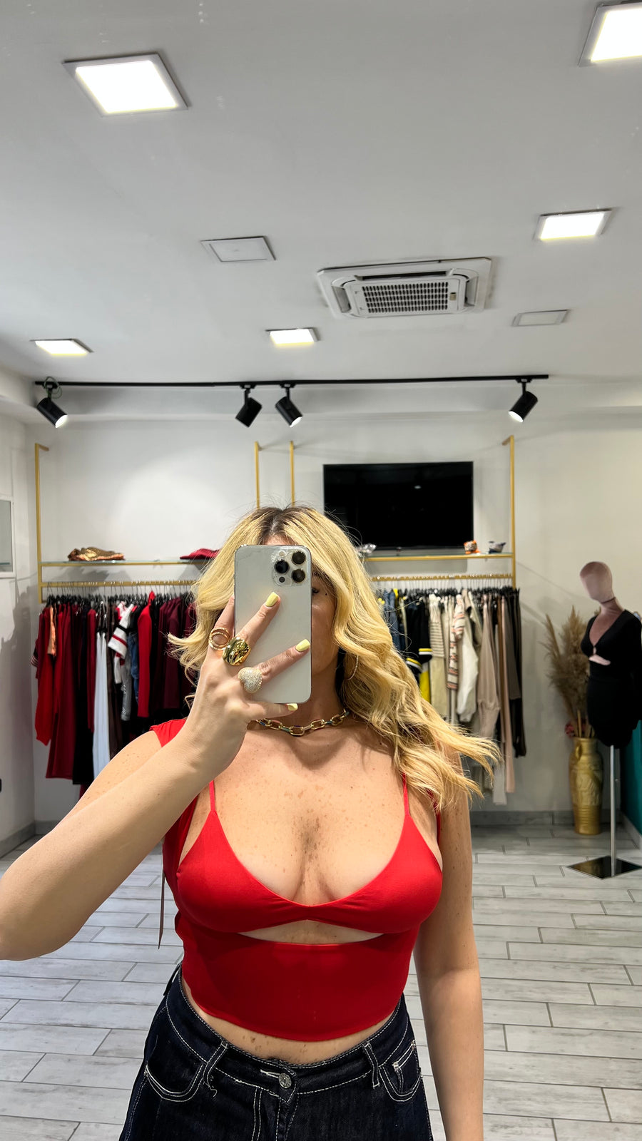 Top Erin con coprispalle Rosso