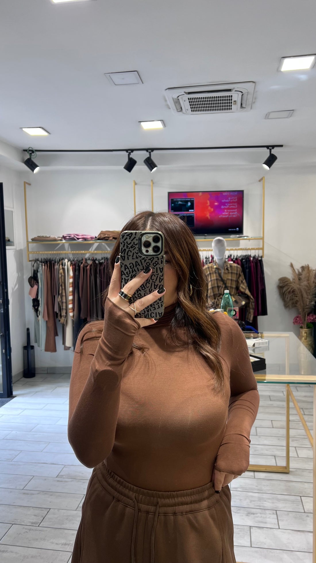 Maglia Manuela a collo alto Marrone