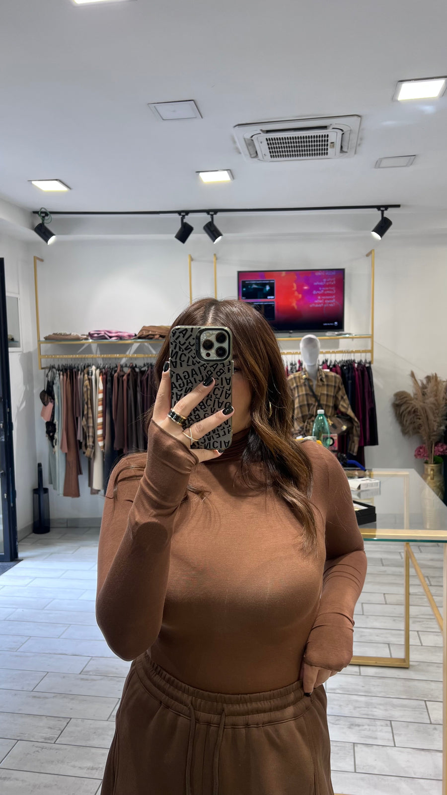 Maglia Manuela a collo alto Marrone