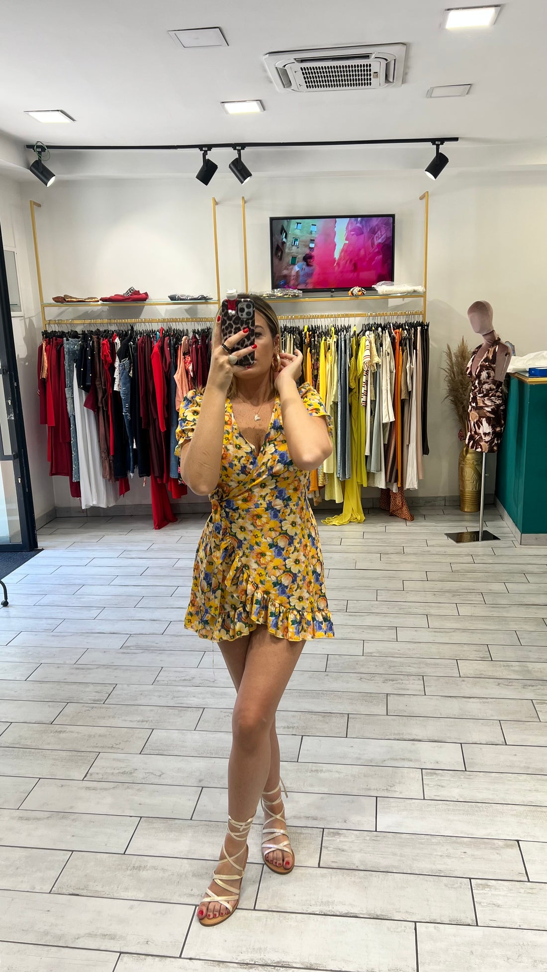 Dress a incrocio Giallo e Blu